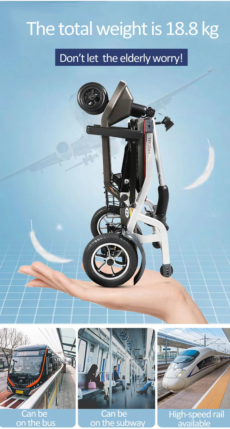 F2 Handicapped Lightweight Foldable Three Wheel Mobility Scooter