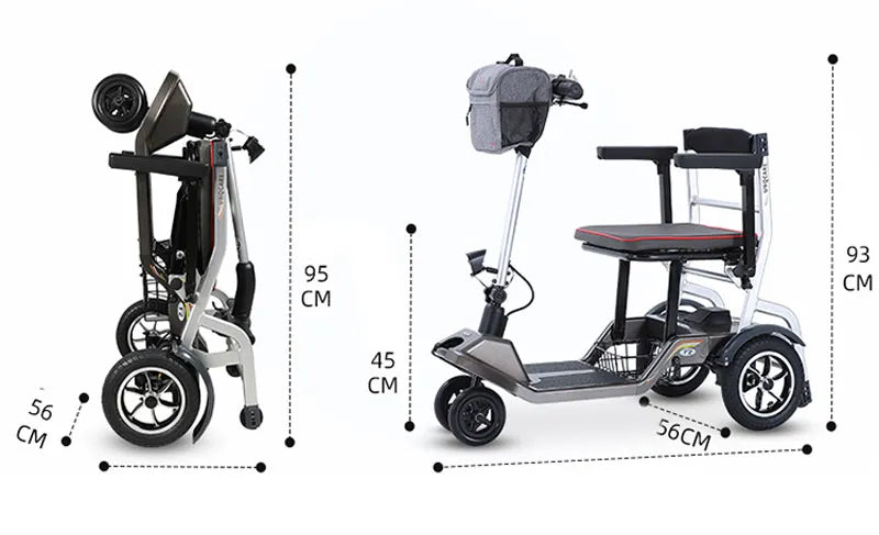 F2 Handicapped Lightweight Foldable Three Wheel Mobility Scooter